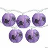 10-Count Purple and Black Spider Paper Lantern Halloween Lights 8.5ft White Wire