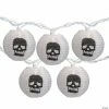 10-Count White and Black Skull Paper Lantern Halloween Lights 8.5ft White Wire