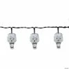 10 White Skull LED Halloween Lights - 5.75 ft Black Wire