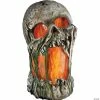 12" Flaming Rotted Skull Animated Prop