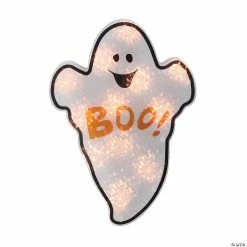 12" Lighted Holographic Ghost Halloween Window Silhouette Decoration