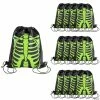 12" x 15" Medium Glow-in-the-Dark Skeleton Nonwoven Drawstring Bags – 12 Pc.