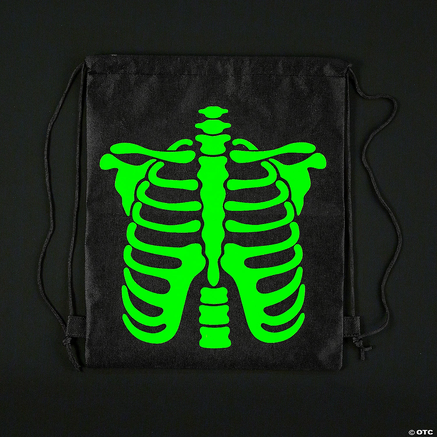 12" x 15" Medium Glow-in-the-Dark Skeleton Nonwoven Drawstring Bags – 12 Pc. - Image 3