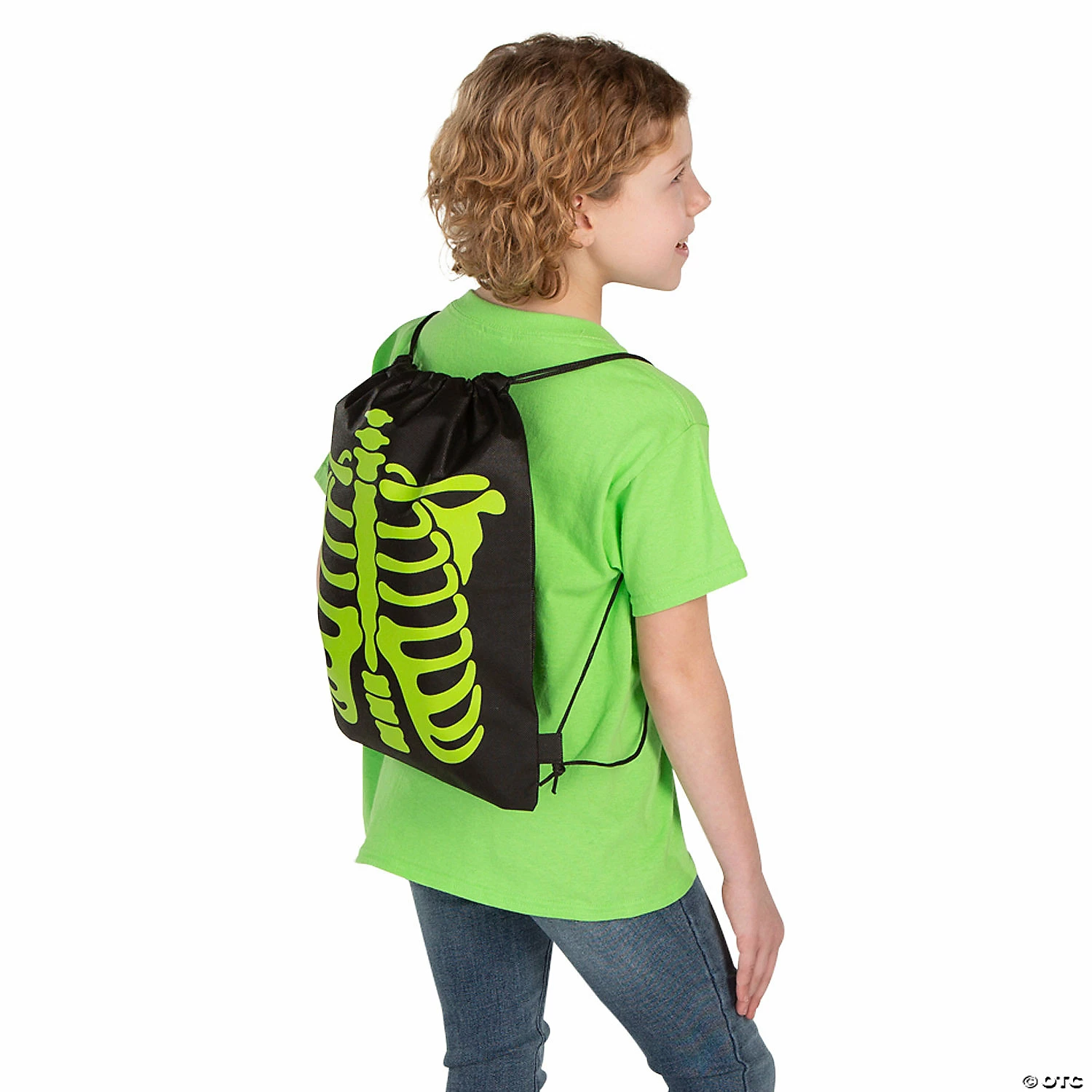 12" x 15" Medium Glow-in-the-Dark Skeleton Nonwoven Drawstring Bags – 12 Pc. - Image 4