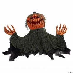 30" Black and Orange Animated Pumpkin Halloween Decoration