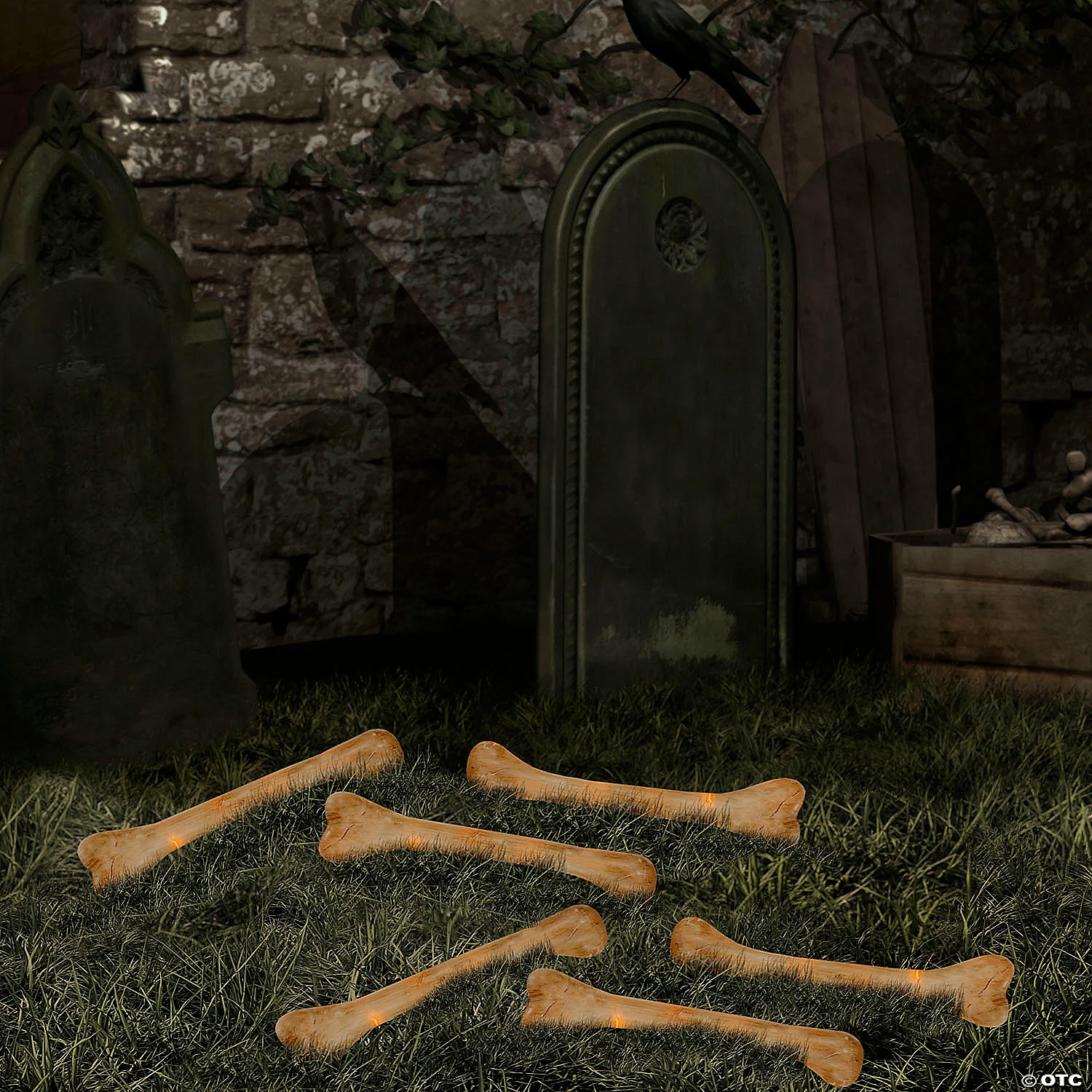 6ct Bone Shaped Halloween Lights - 9.75ft Black Wire - Image 2