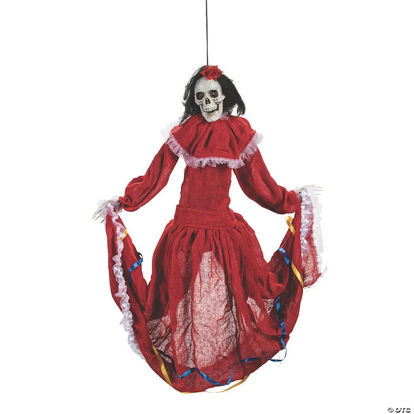 Animated Dancing Fiesta Beauty Skeleton Hanging Decoration