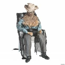 Animated Sitting Scarecrow Halloween Decoration