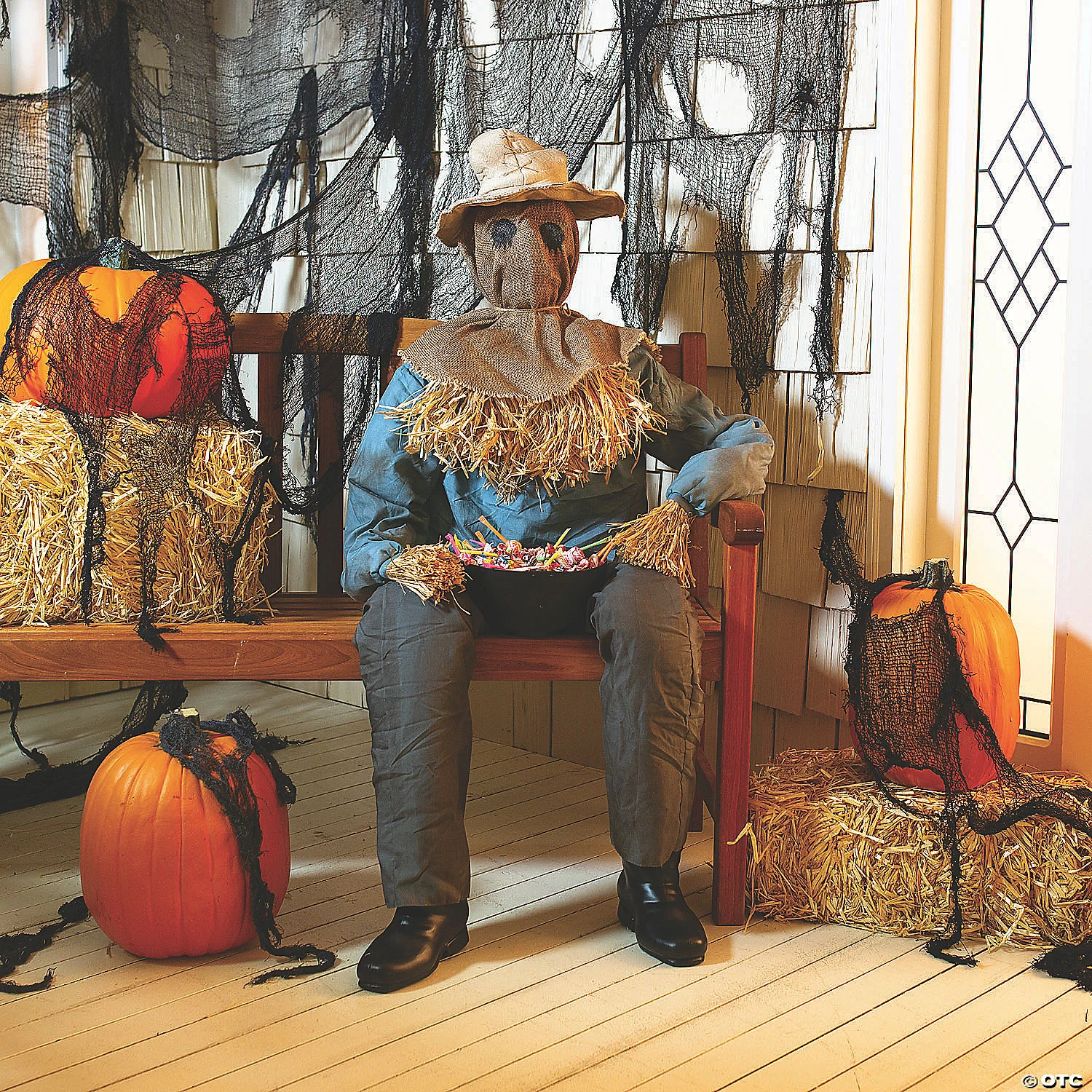 Animated Sitting Scarecrow Halloween Decoration - Image 2