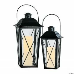 Black Metal Lanterns - 2 Pc.