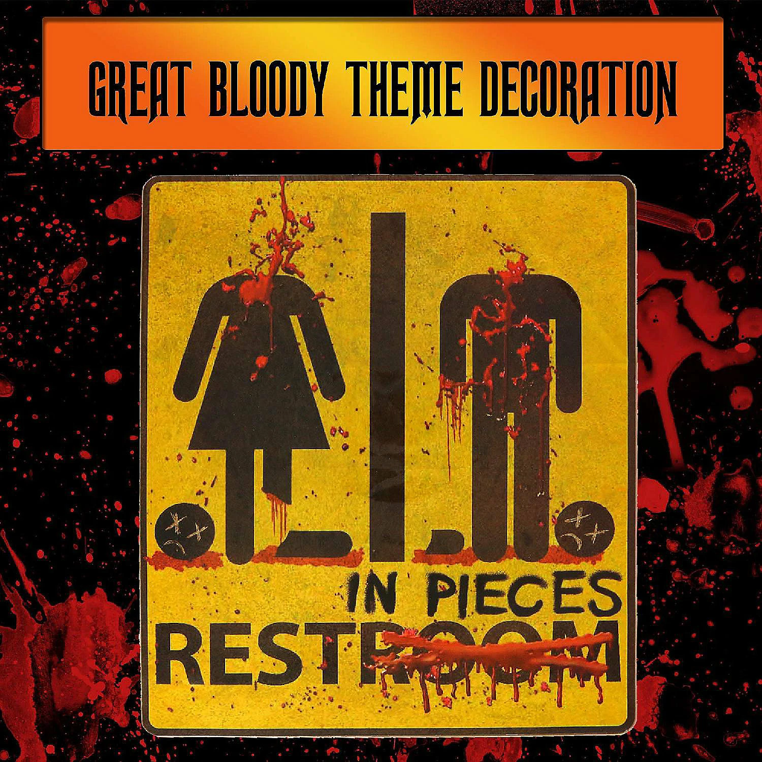 Bloody Restroom Sign Sticker - Halloween, Haunted House and Horror Themed Parties Bathroom Door Decoration - Image 3