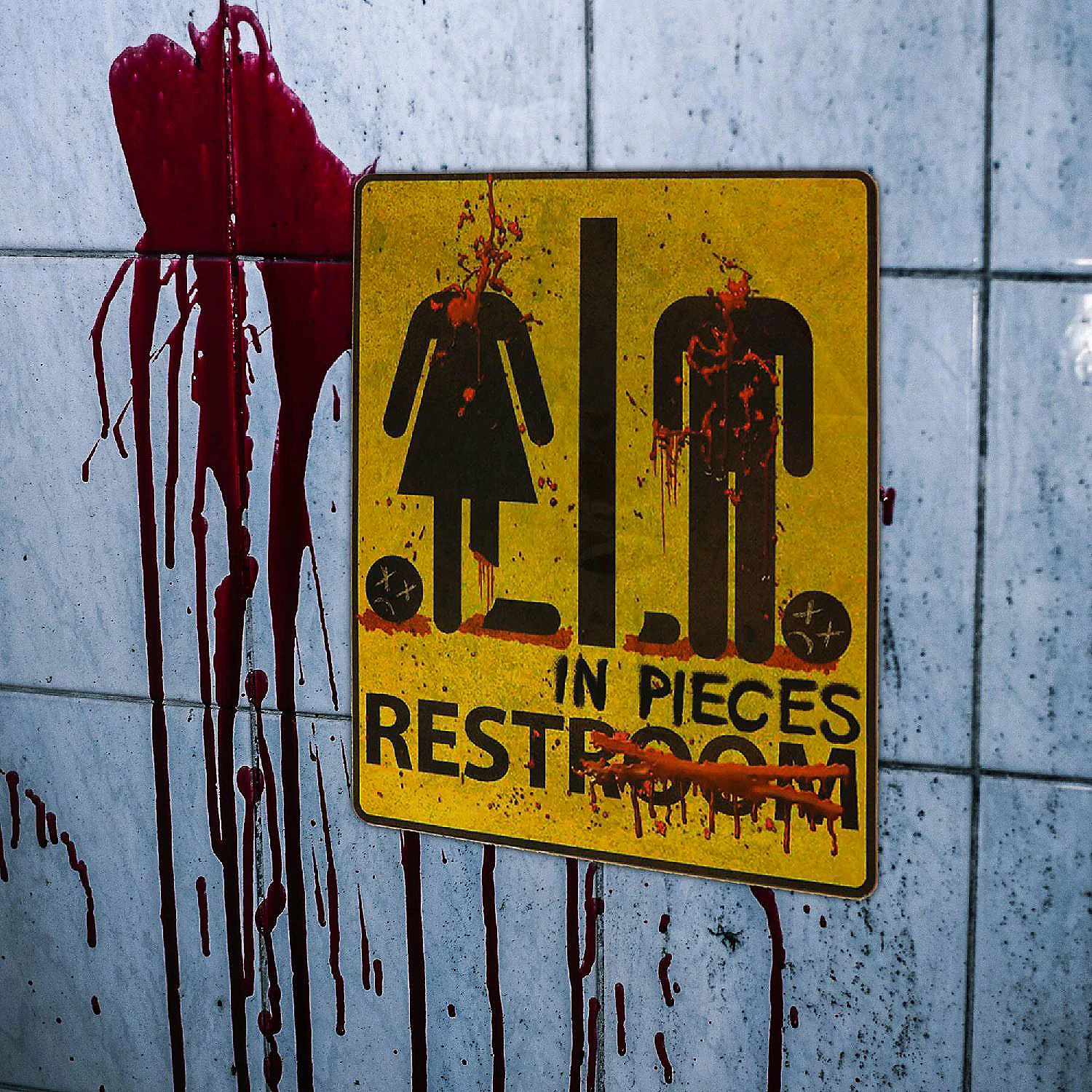 Bloody Restroom Sign Sticker - Halloween, Haunted House and Horror Themed Parties Bathroom Door Decoration - Image 4