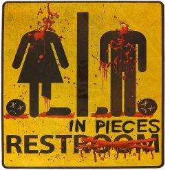 Bloody Restroom Sign Sticker - Halloween, Haunted House and Horror Themed Parties Bathroom Door Decoration