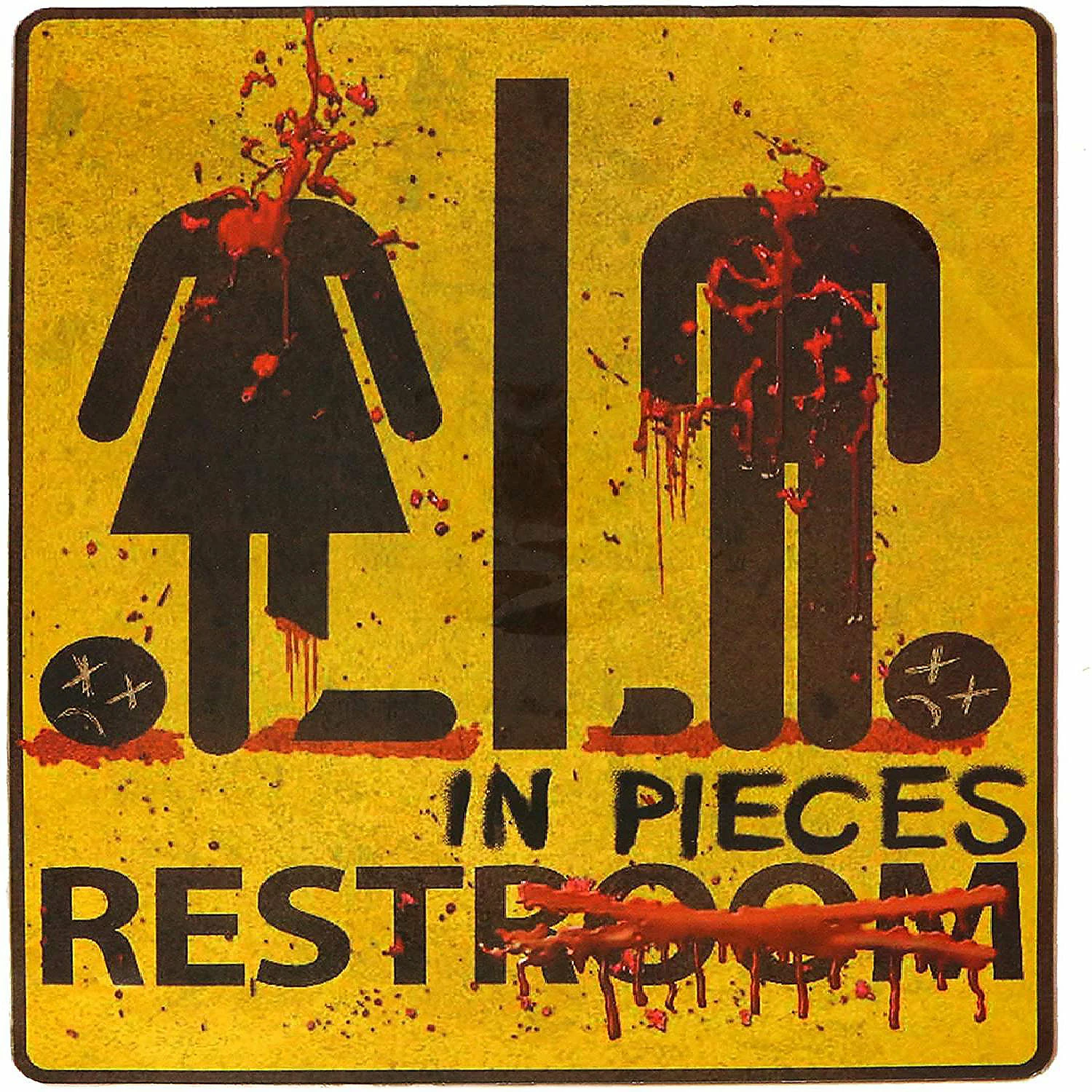 Bloody Restroom Sign Sticker - Halloween, Haunted House and Horror Themed Parties Bathroom Door Decoration