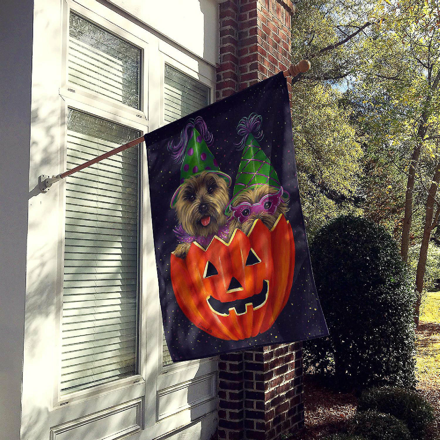 Caroline's Treasures, Halloween, Cairn Terrier Halloween PeekaBoo Flag Canvas House Size, 28 x 40, Dogs - Image 2