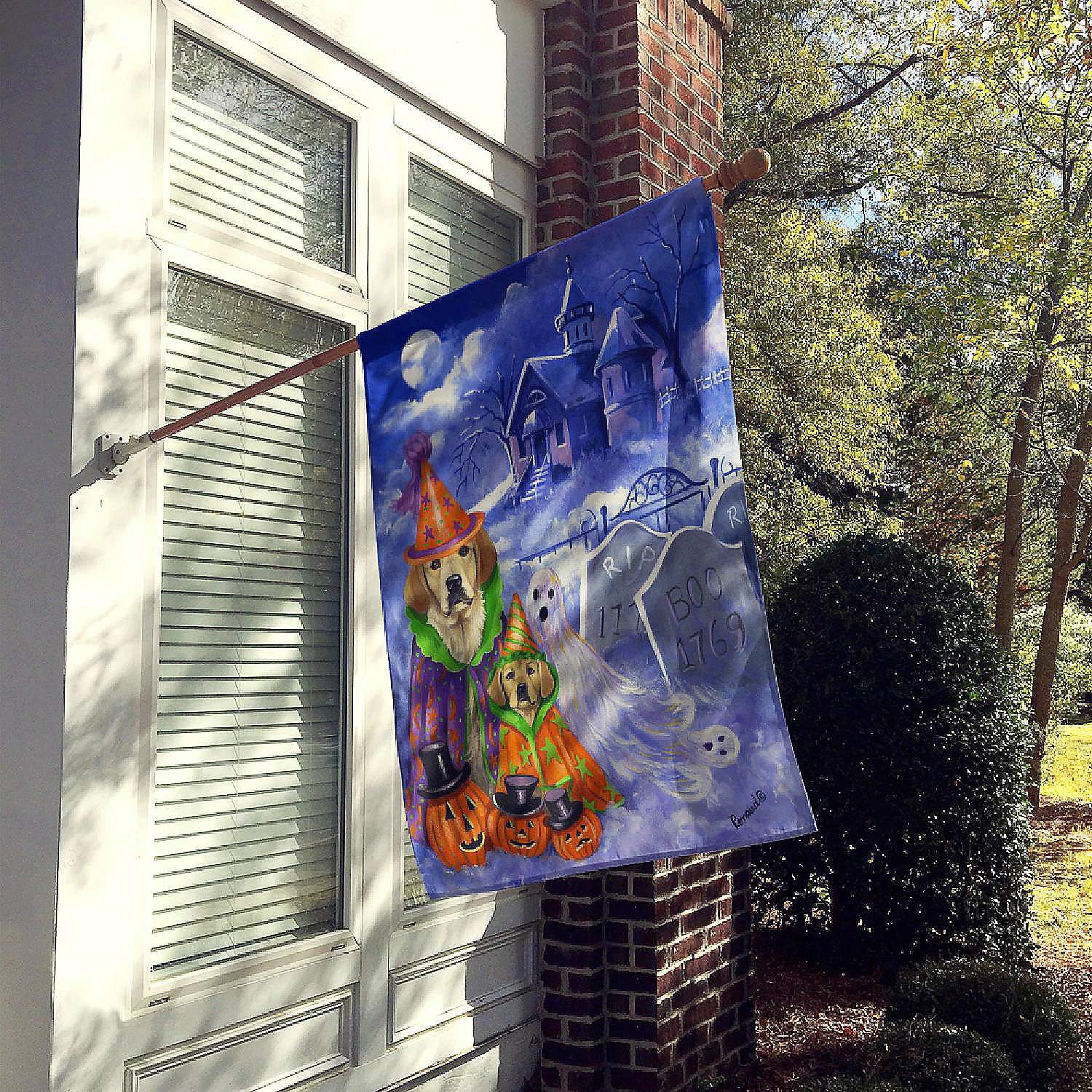 Caroline's Treasures, Halloween, Golden Retriever Halloween Flag Canvas House Size, 28 x 40, Dogs - Image 2