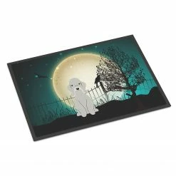 Caroline's Treasures, Halloween, Halloween Scary Bedlington Terrier Blue Indoor or Outdoor Mat 24x36, 36 x 24, Dogs