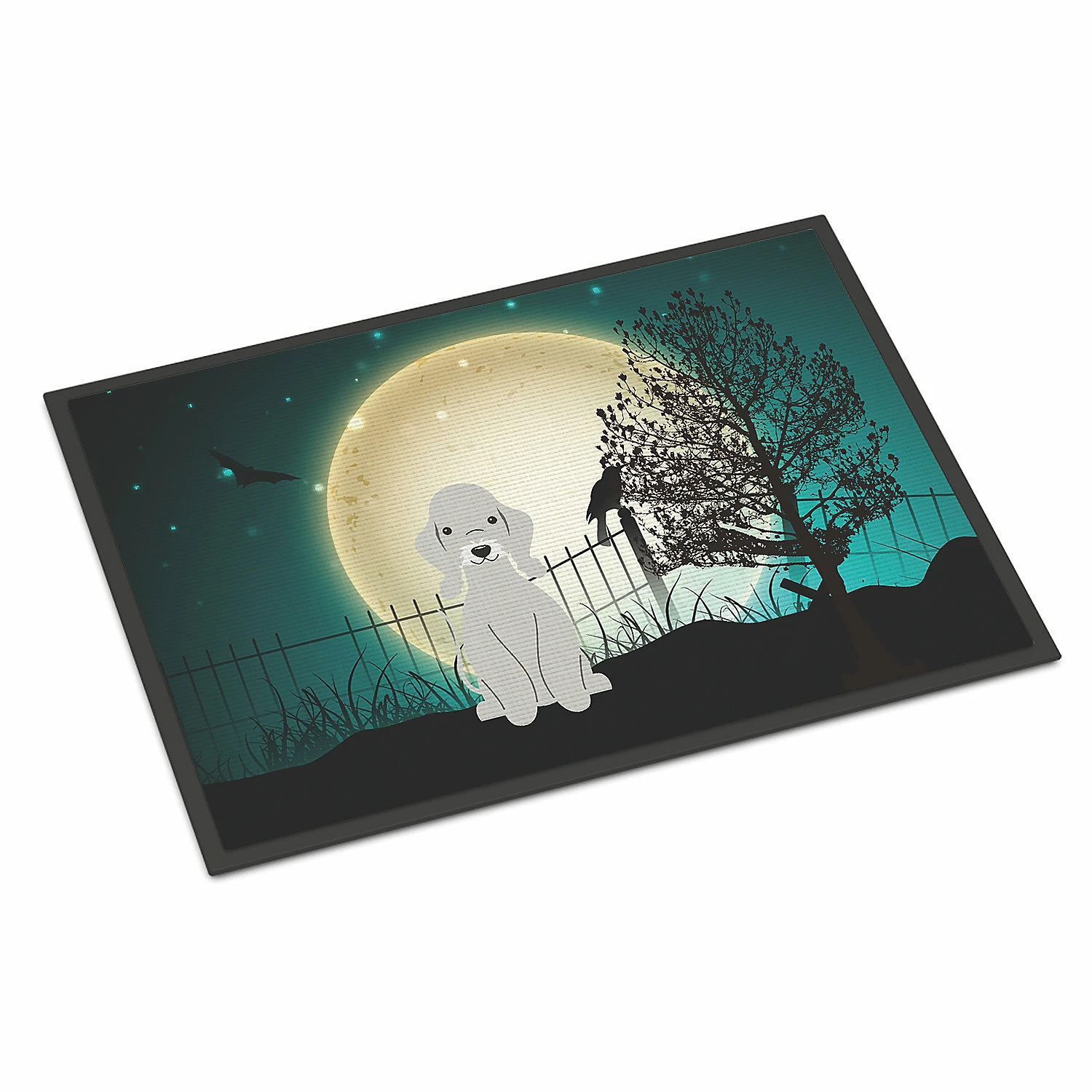 Caroline's Treasures, Halloween, Halloween Scary Bedlington Terrier Blue Indoor or Outdoor Mat 24x36, 36 x 24, Dogs