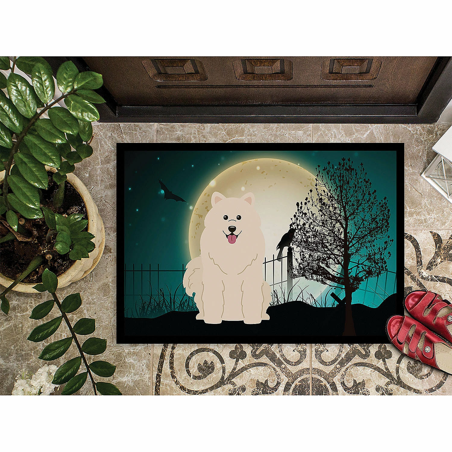 Caroline's Treasures, Halloween, Halloween Scary Samoyed Indoor or Outdoor Mat 24x36, 36 x 24, Dogs - Image 3