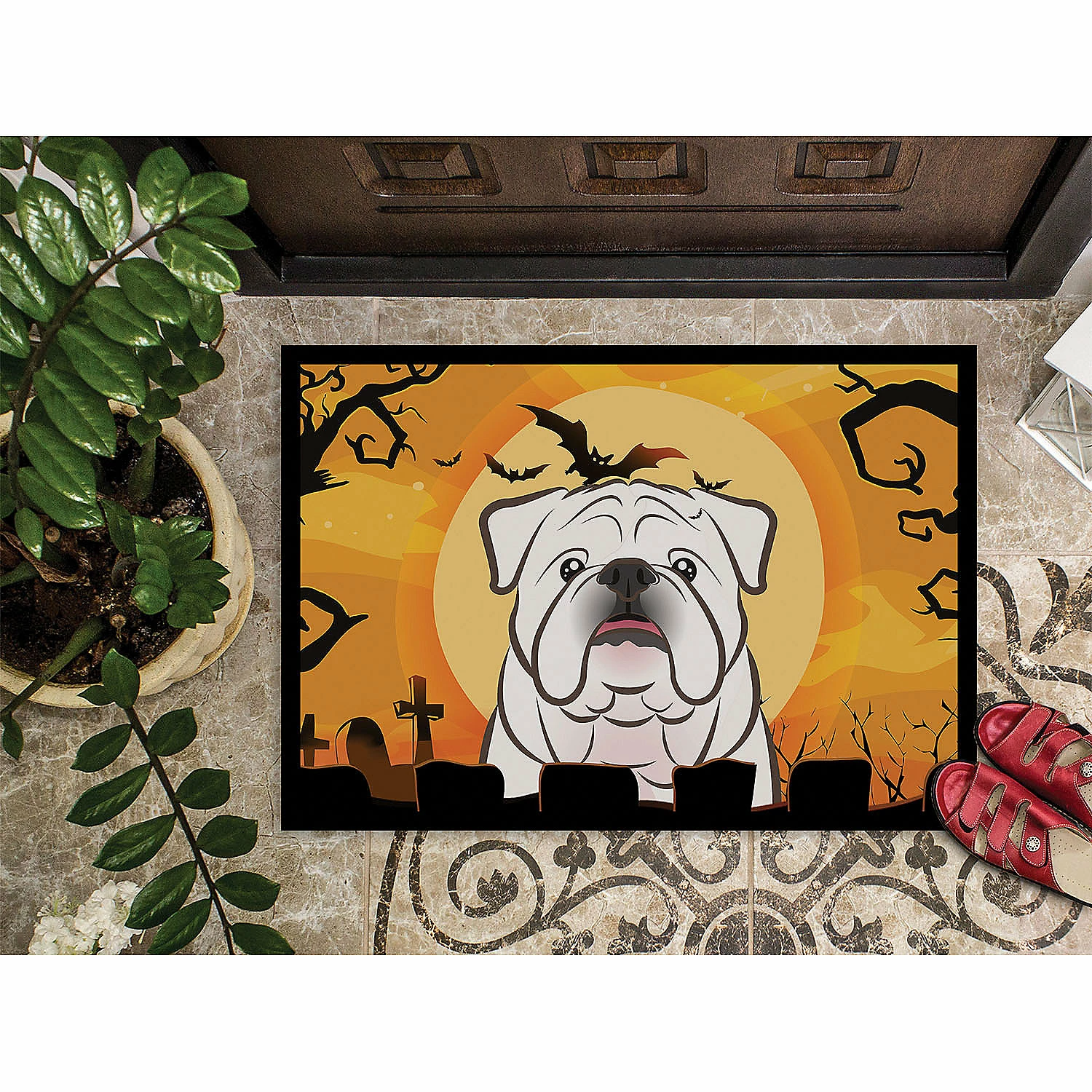 Caroline's Treasures, Halloween, Halloween White English Bulldog Indoor or Outdoor Mat 24x36, 36 x 24, Dogs - Image 3