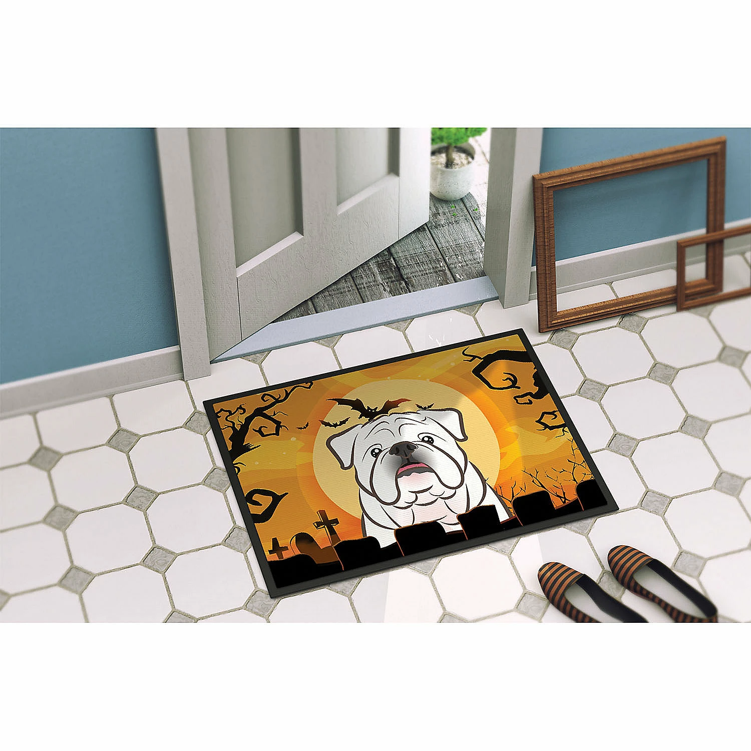 Caroline's Treasures, Halloween, Halloween White English Bulldog Indoor or Outdoor Mat 24x36, 36 x 24, Dogs - Image 4