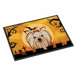 Caroline's Treasures, Halloween, Halloween Yorkie Yorkishire Terrier Indoor or Outdoor Mat 24x36, 36 x 24, Dogs