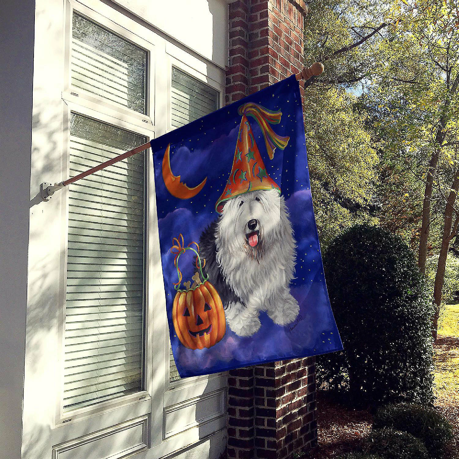 Caroline's Treasures, Halloween, Old English Sheepdog Halloween Flag Canvas House Size, 28 x 40, Dogs - Image 2
