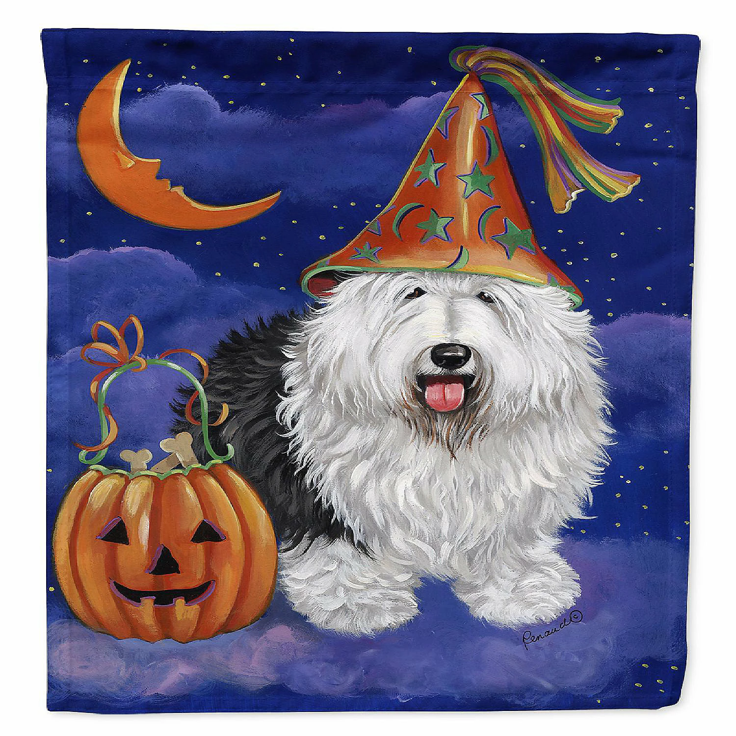 Caroline's Treasures, Halloween, Old English Sheepdog Halloween Flag Canvas House Size, 28 x 40, Dogs