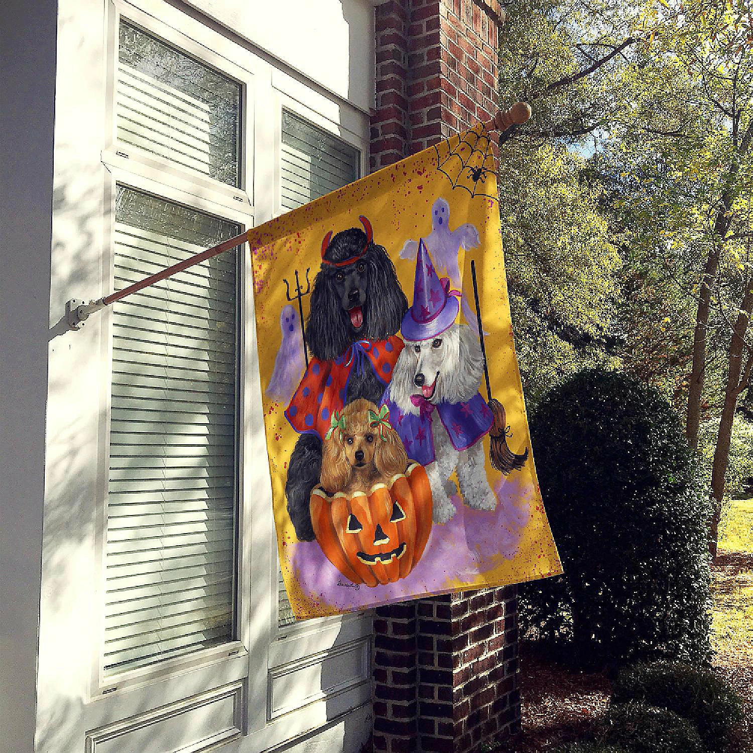 Caroline's Treasures, Halloween, Poodle Halloween Flag Canvas House Size, 28 x 40, Dogs - Image 2