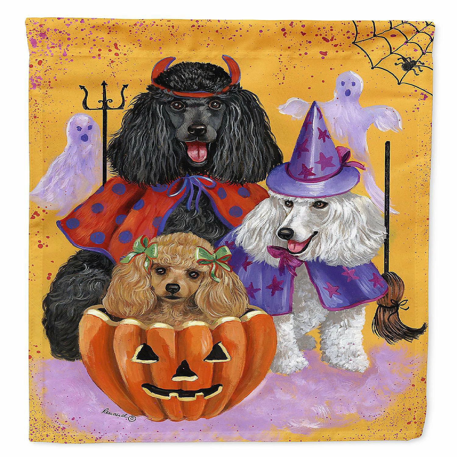 Caroline's Treasures, Halloween, Poodle Halloween Flag Canvas House Size, 28 x 40, Dogs