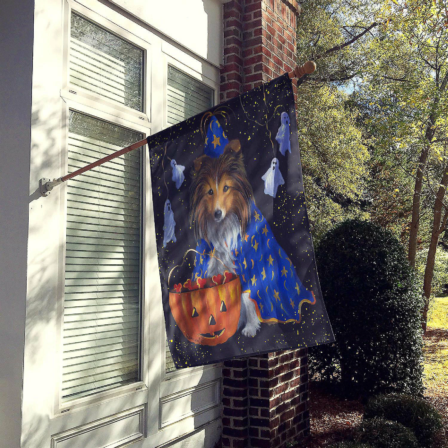 Caroline's Treasures, Halloween, Sheltie Halloween Witch Flag Canvas House Size, 28 x 40, Dogs - Image 2