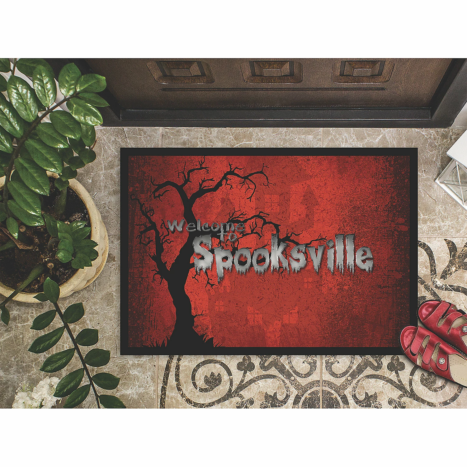 Caroline's Treasures, Halloween, Welcome to Spooksville Halloween Indoor or Outdoor Mat 24x36, 36 x 24, Seasonal - Image 3