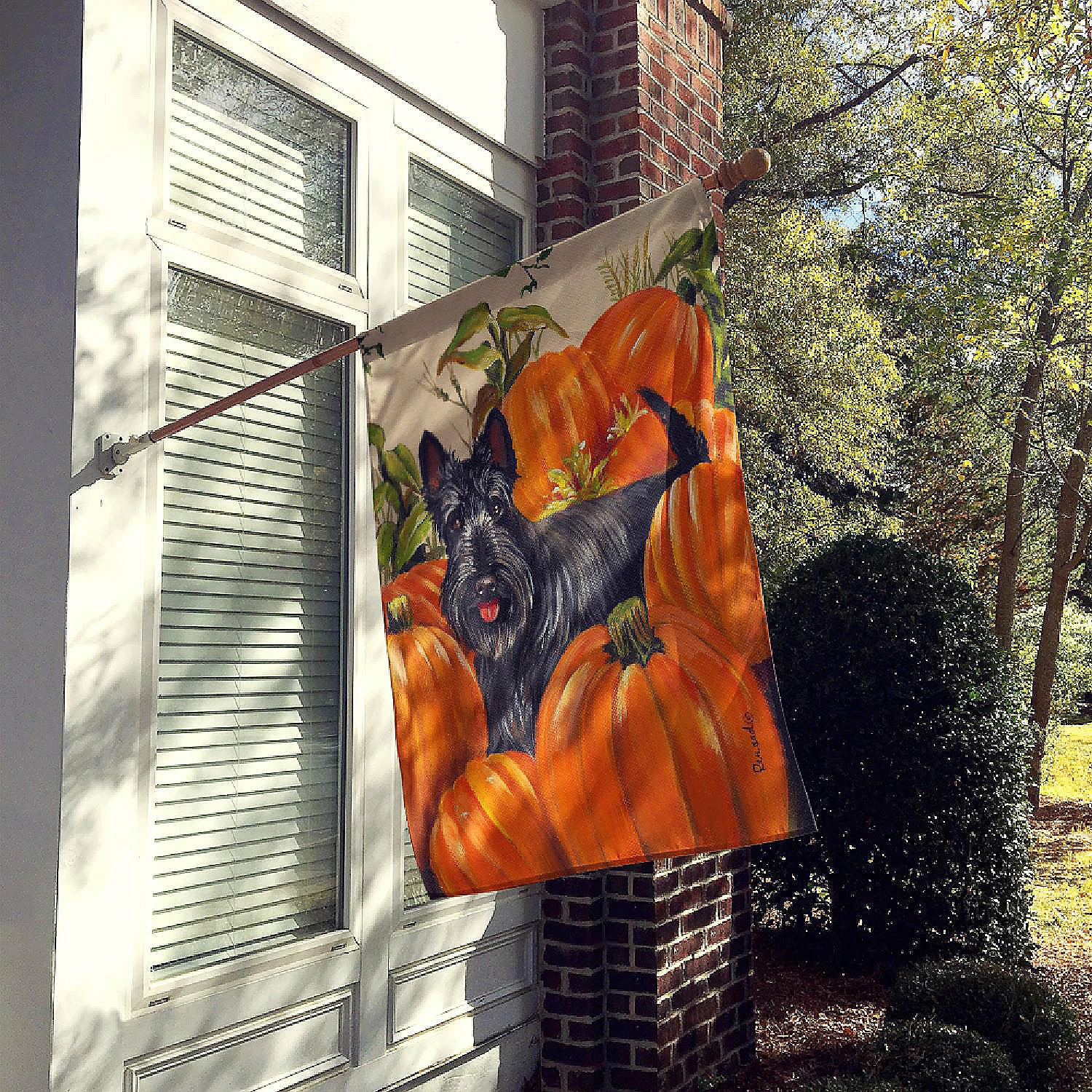 Caroline's Treasures, Thanksgiving, Scottish Terrier Scottie Pumpkins Flag Canvas House Size, 28 x 40, Dogs - Image 2