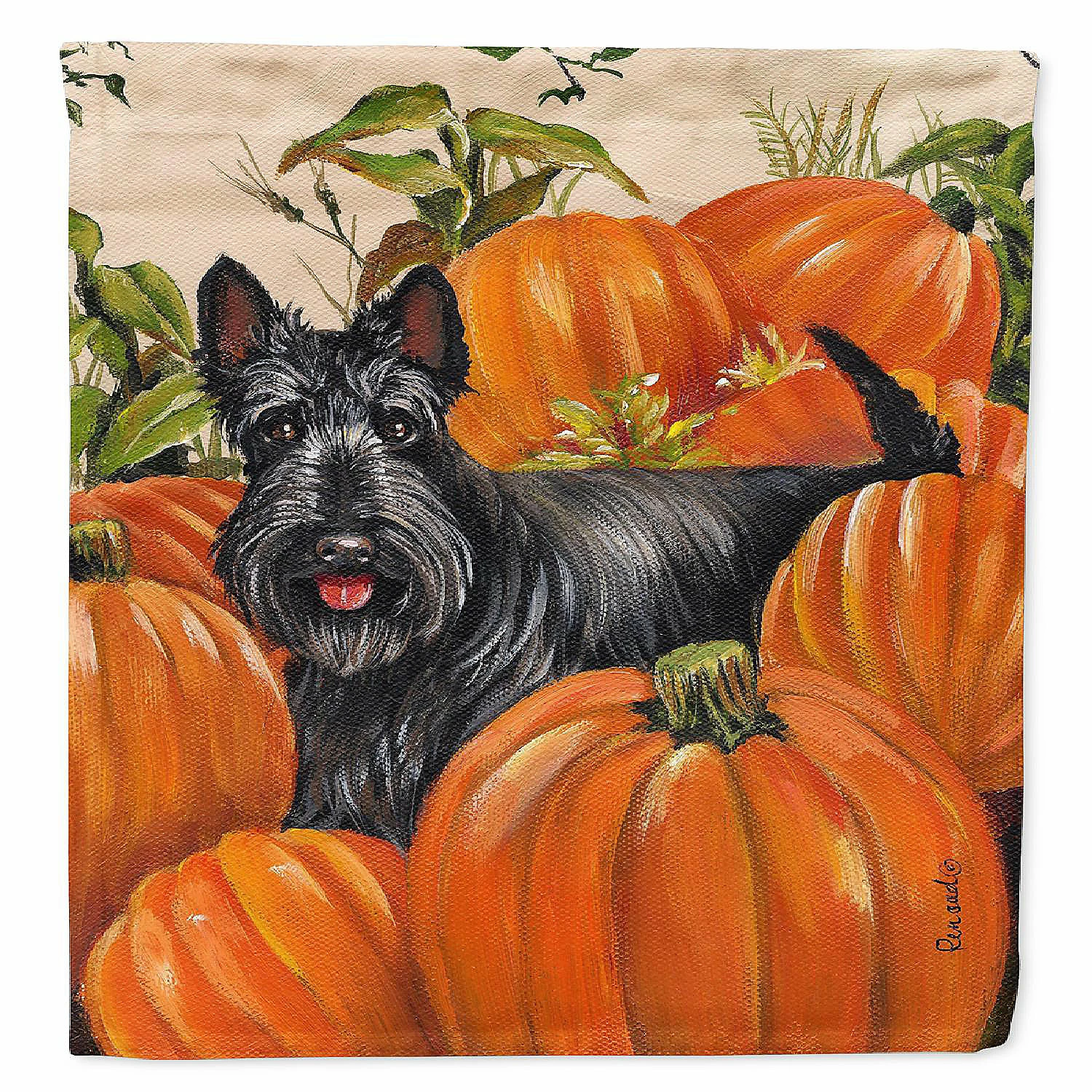 Caroline's Treasures, Thanksgiving, Scottish Terrier Scottie Pumpkins Flag Canvas House Size, 28 x 40, Dogs