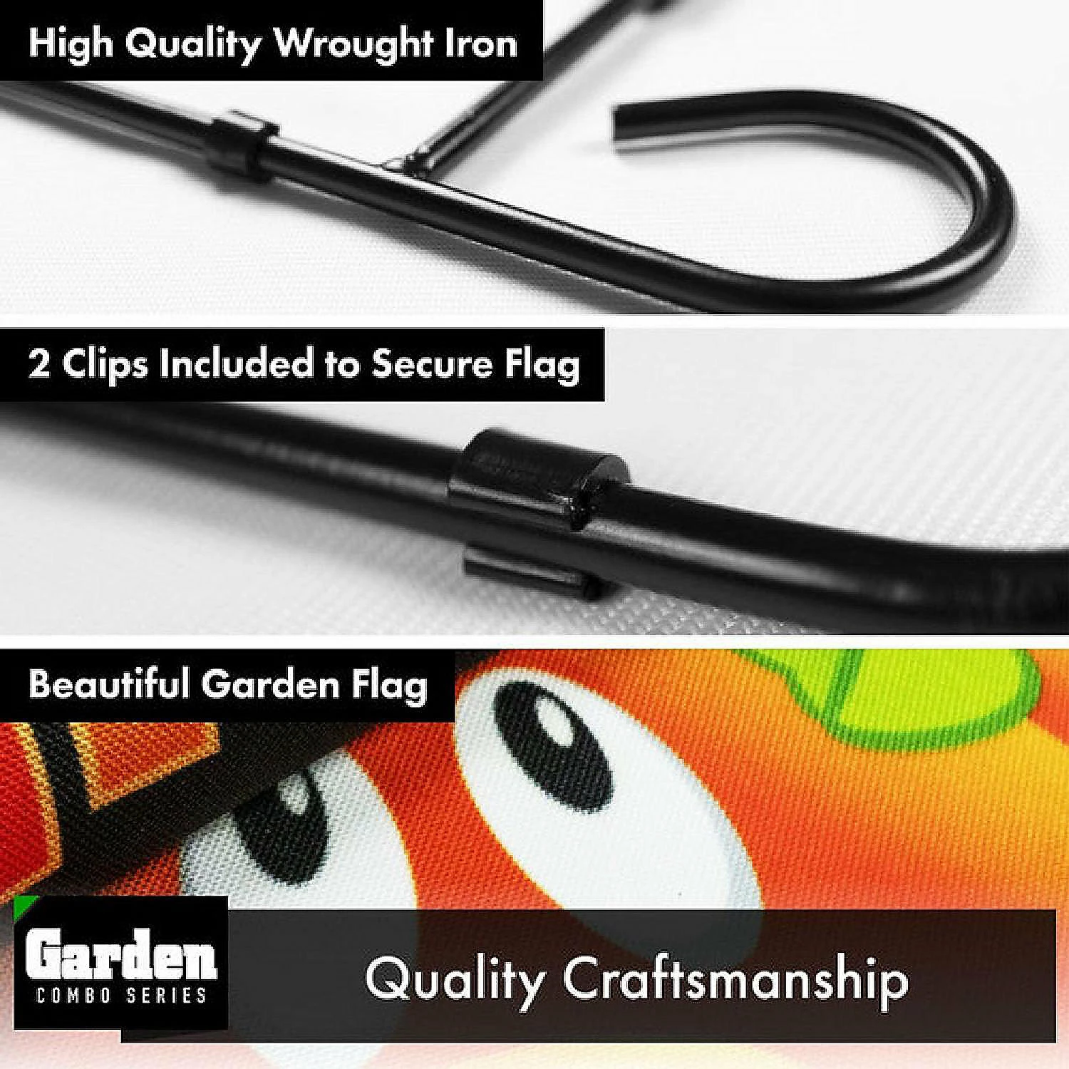 G128 - Combo Pack: Garden Flag Stand Black 36x16IN and Garden Flag Happy Halloween Three Pumpkins 12x18IN - Image 3