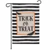 G128 - Garden Flag Halloween Decoration Trick or Treat Bats and Black and White Stripes 12"x18" Burlap Polyester