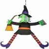 Gemmy Airblown Crashing Witch with Spell Book 5 ft Tall black
