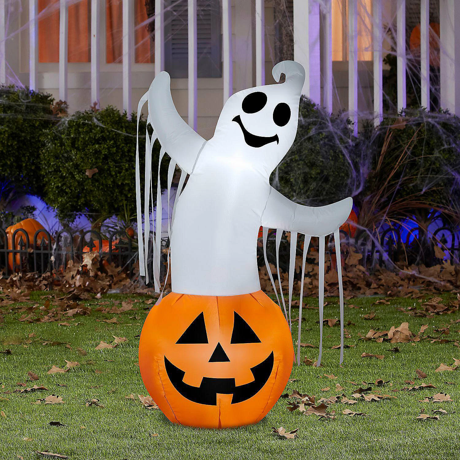 Gemmy Airblown Ghost in Pumpkin 3.5 ft Tall Multicolored - Image 2