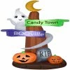 Gemmy Airblown–Ghost Wrapped Around Sign Post Scene 8 ft Tall Purple