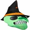 Gemmy Airblown Green Witch Skull OPP 6 ft Tall Multicolored