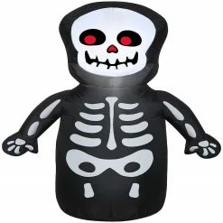 Gemmy Airblown Happy Skeleton 3.5 ft Tall Multicolored