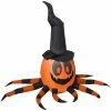 Gemmy Airblown Inflatable Orange and Black Spider with Witch Hat 3 ft Tall Multicolored