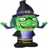 Gemmy Airblown Inflatable Stumpy Head Witch 7 ft Tall green