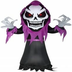 Gemmy Airblown Skeleton Reaper with Red LED Eyes Giant 10.5 ft Tall Multicolored