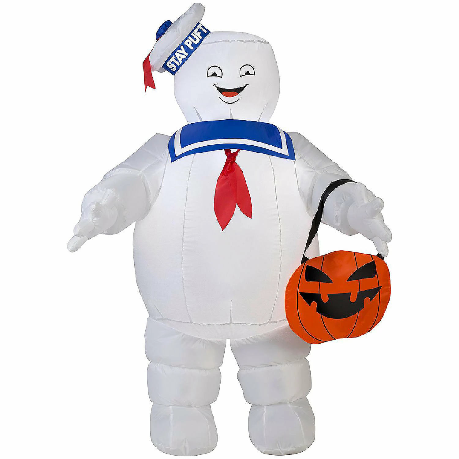 Gemmy Airblown Stay Puft with Pumpkin Tote Ghostbusters 3.5 ft Tall white