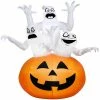 Gemmy Airblown Three Ghosts in Pumpkin Scene OPP 6 ft Tall Multicolored
