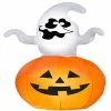 Gemmy Animated Airblown Spinning Ghost in Pumpkin 5.5 ft Tall Multicolored