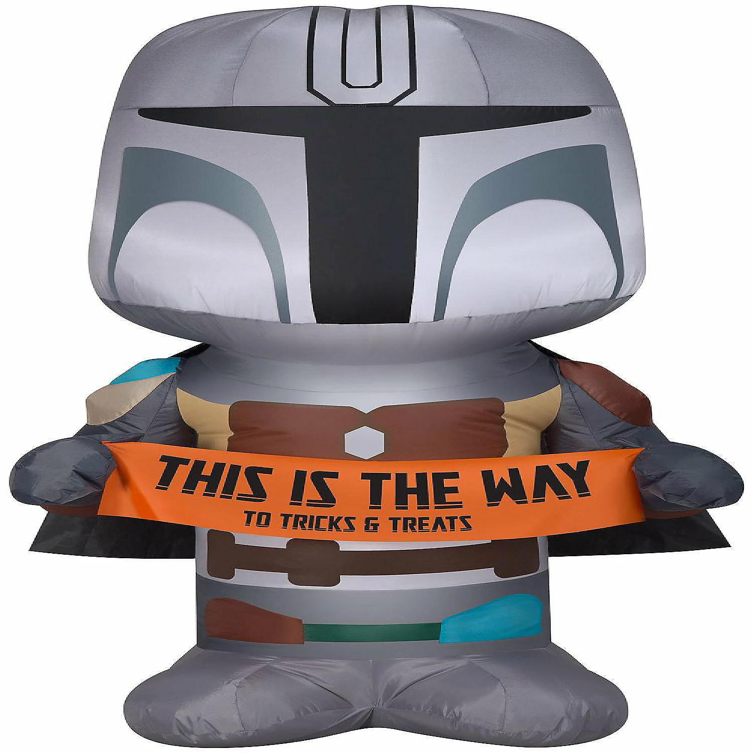 Gemmy Christmas Airblown Inflatable Inflatable Mandalorian with Halloween Banner 5 ft Tall grey