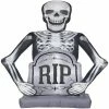 Gemmy Photorealistic Airblown Skeleton with Tombstone Giant 10 ft Tall Multicolored