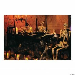 Haunted Skeleton Banquet Backdrop Halloween Decoration - 3 Pc.